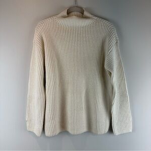 NEW Loft Off White Cream Ribbed Mock Neck Winter Cozy Sweater Size Medium Petite